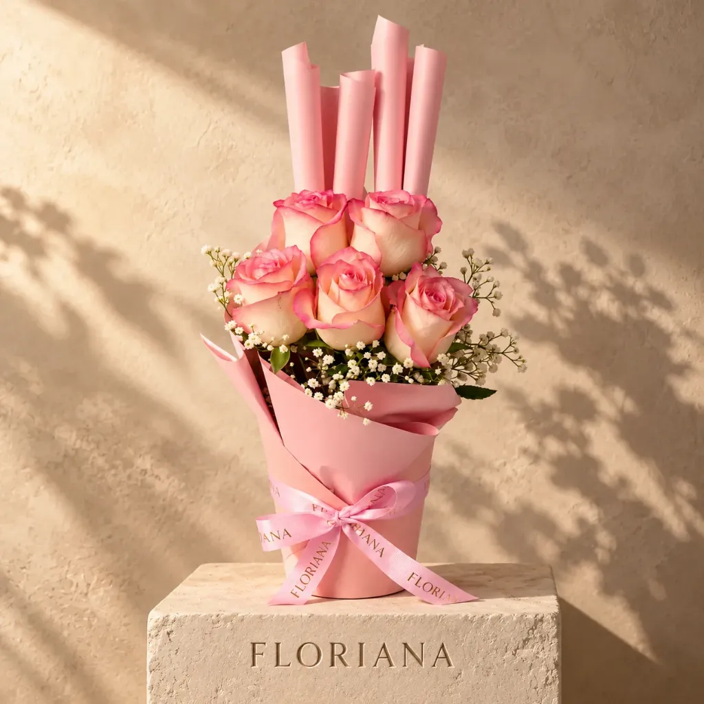 [BOUQUET-BQT-FLOWERBAG0005-PINK-5] Blush Charm