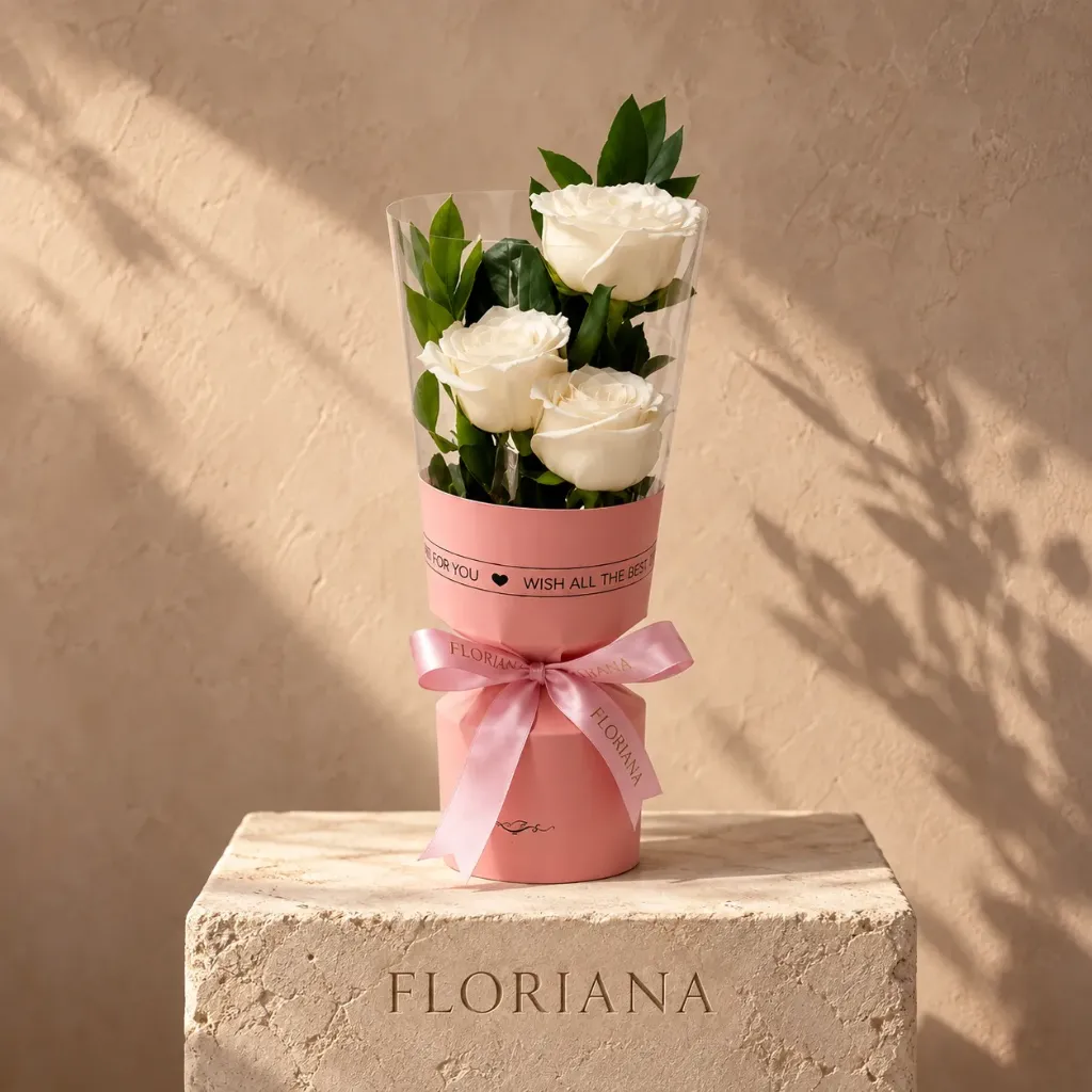 [BOUQUET-BQT-049-W&G] Trio White